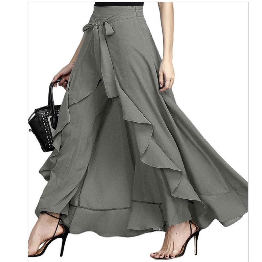 Women's High Waist Wide Leg Pants High Waist Trousers Chiffon Pants